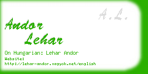 andor lehar business card